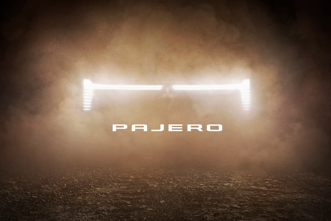Teaser da dianteira do Mitsubishi Pajero 2026